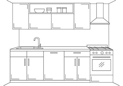 Premium Vector Kitchen Furniture Sketch In Line Style Vector