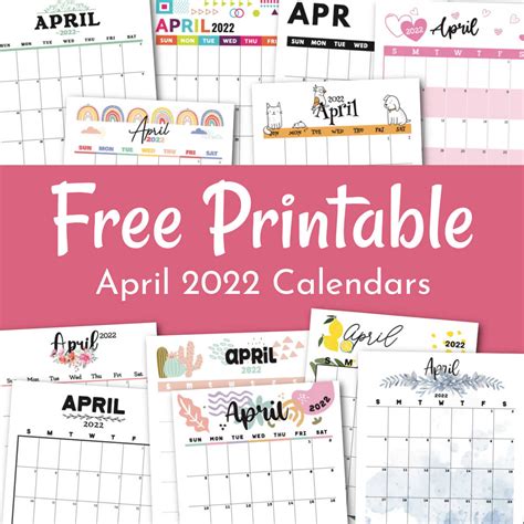 Cute Printable Calendar April 2022