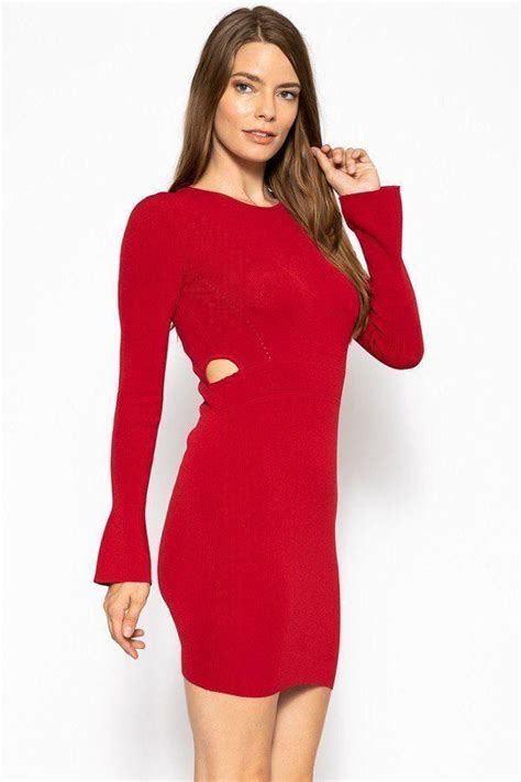 Cute Red Bodycon Knit Dress Sweater Dress Knit Dress Red Knit Dress Knitted Bodycon Dress