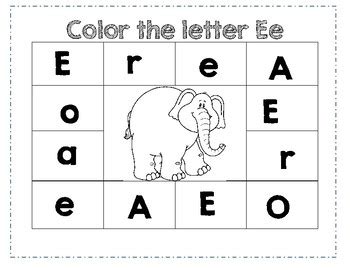 Coloring Letter E Worksheets