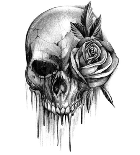 Skull and rose tattoo on the foot. Tattoo Flash - Skull | IdeaTattoo