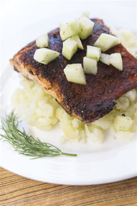 This Blackened Salmon With Cucumber Relish And Cauliflower Is A