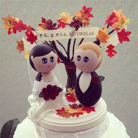 Custom Fall Autumn Tree Wedding Cake Topper Base With Bride And Groom