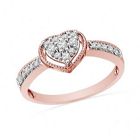 All our diamond suppliers confirm that they comply with the kimberley process to. 0.25 CT. T.W. Diamond Heart Ring in 10K Rose Gold | Peoples Jewellers