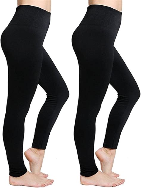 Amazon Com Women Fleece Lined Leggings High Waisted Thermal Leggings
