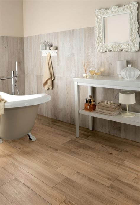 A beautiful bathroom floor lays a stunning foundation for a gorgeous bathroom. Beautiful wood tile from Ariana Italiana | Ideas for Home ...