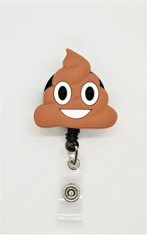 Poop Emoji Badge Reel Retractable Handmade Id Holder Etsy