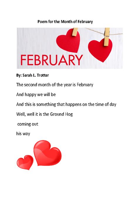 Poem For The Month Of February Hudson Park