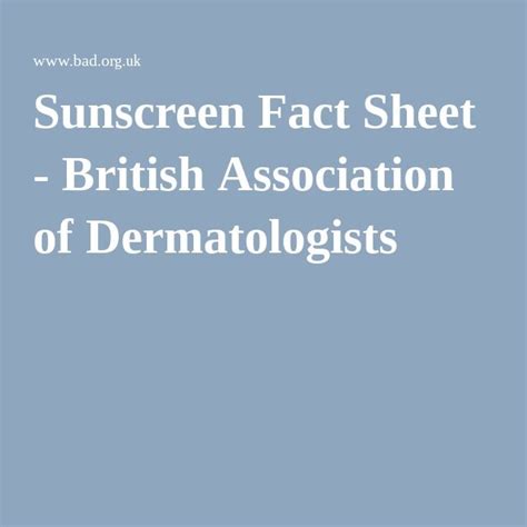 Sunscreen Fact Sheet British Association Of Dermatologists