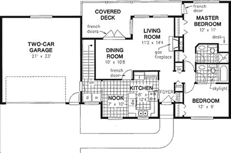 Ranch house plans typically display minimal exterior detailing, but key features can include large front room picture windows and supporting pillars/beams for porches or overhangs, along with decorative shutters. Ranch House Plan - 2 Bedrooms, 2 Bath, 1067 Sq Ft Plan 40-147