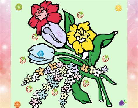 Mazzo tondo di alstromeria colori tenui confezionato con verde decorativo. Disegno Mazzo di fiori colorato da Utente non registrato il 29 di Aprile del 2018