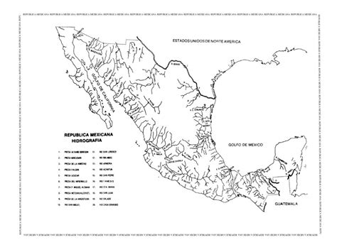 Mapa de la Hidrografia de la República Mexicana con nombres Republica