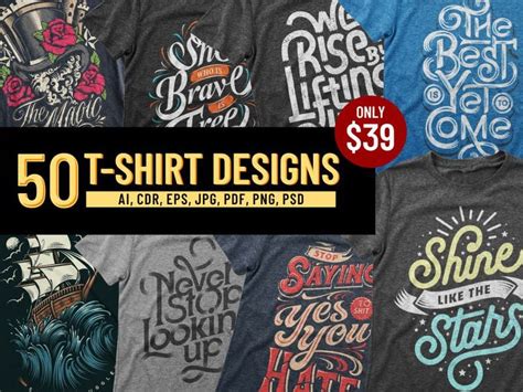 50 T Shirt Designs Bundle Part 2 Buy T Shirt Designs
