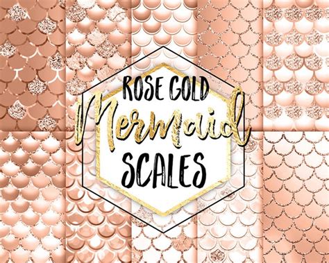 Rose Gold Mermaid Digital Paper Mermaid Scales Rose Gold Etsy