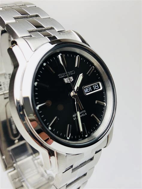 Seiko 5 Automatic Black Dial Stainless Steel Mens Watch SNKK71K1