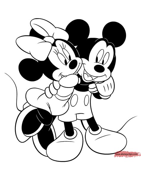 gambar mickey mouse friends coloring pages disney book minnie hugging di rebanas rebanas
