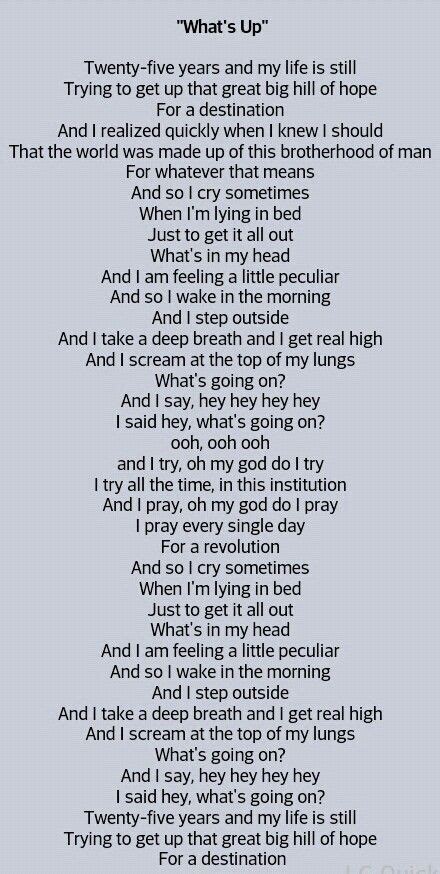 Whats Up By 4 Non Blondes What S Up Song What S Up Lyrics Great Song