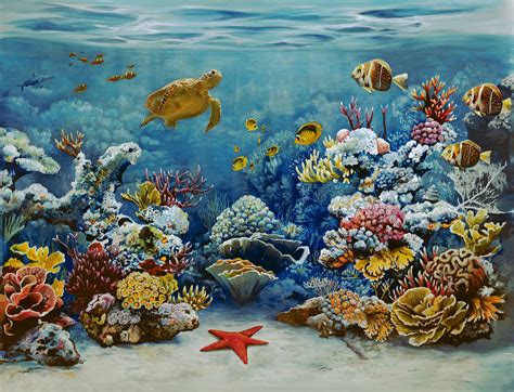 Coral Reef Art Starfish Painting Ocean Painting
