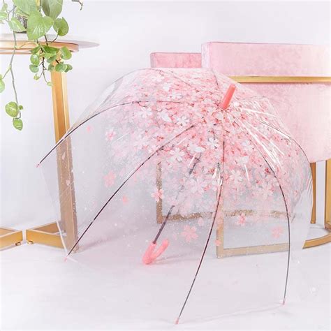 Cherry Blossoms Cute Transparent Bubble Automatic Umbrella Umbrella