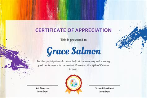 Rainbow Painting Certificate Certificate Template
