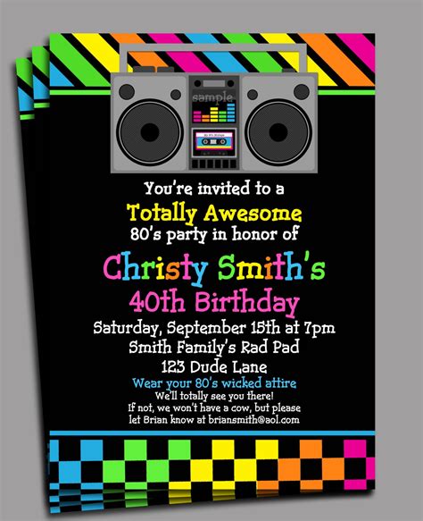 80s themed birthday party invitations birthdayqw