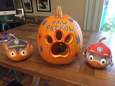 Paw Patrol Pumpkins Used Nick Jr Printed Masks And Paint For Eyes