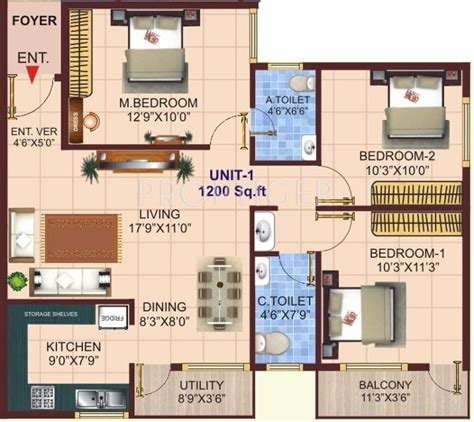 Let's see the detailed overview of this 1200 square feet north facing house vastu plan. 1200 sq ft 3 BHK Floor Plan Image - Shivaganga Infra ...