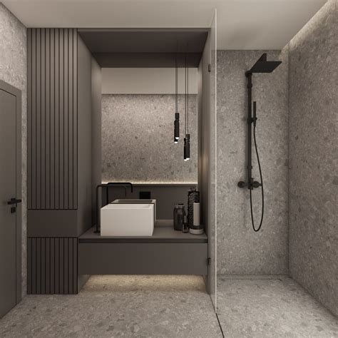 Grey Bathroom Design 3d Model Max Dwg