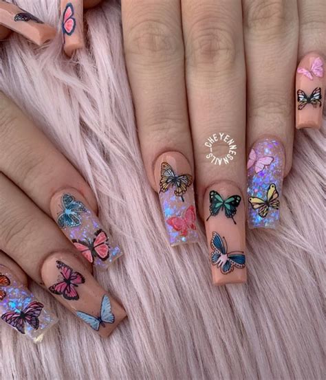 A tale as old as time. 27 Beautiful Butterfly Nails For Spring Acrylic Coffin Nails Design 2020 - Latest Fashion Trends ...