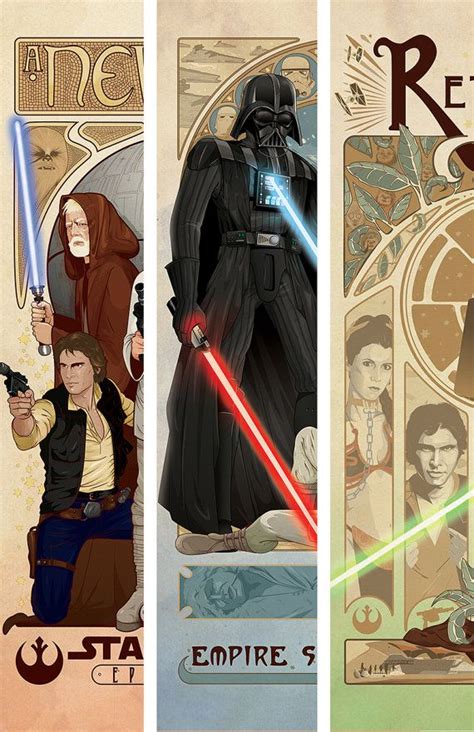 Star Wars Art Nouveau Poster Series The Full Trilogy 11 X 17
