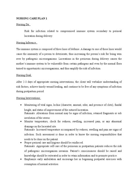 It is a set of actions the nurse will implement to resolve nursing problems identified by assessment. Nursing Care Plan for Postpartum | Pain | Childbirth ...