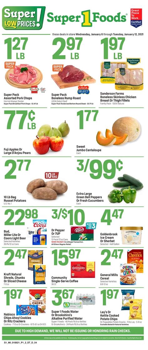 See the latest super 1 foods weekly ad, all sales and discounted items just now available in flyer that contains 4 pages in total. Super 1 Foods Ad Circular - 01/06 - 01/12/2021 | Rabato