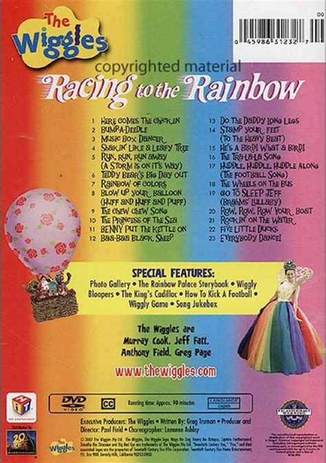 What are the songs in racing to the rainbow? Wiggles: Racing To The Rainbow (DVD 2007) | DVD Empire