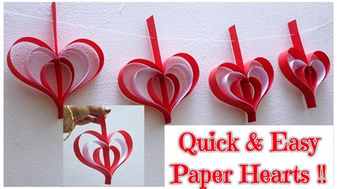 Diy Paper Heart Wall Hanging Valentins Day Craft Quick And Easy