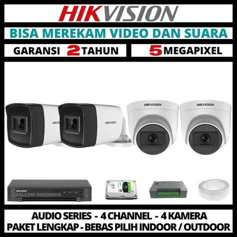 Jual PAKET CCTV HIKVISION 5MP 4 CAHNNEL 4 CAMERA TURBO HD KAMERA CCTV