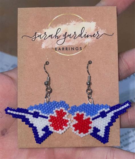 Miyuki Bead Blue Jays Brick Stitched Earrings Brick Stitch Earrings Beaded Earrings Patterns