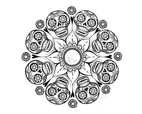Skull, flowers and birds coloring page. ispywithmycraftyeyes: Sugar Skull Flower Finished