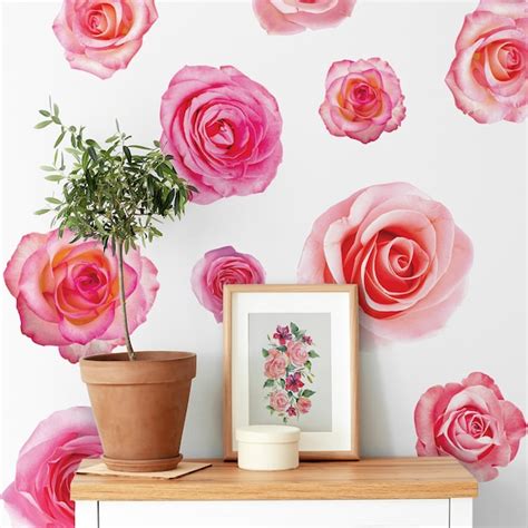 Wall Decals Big Flowers Etsy