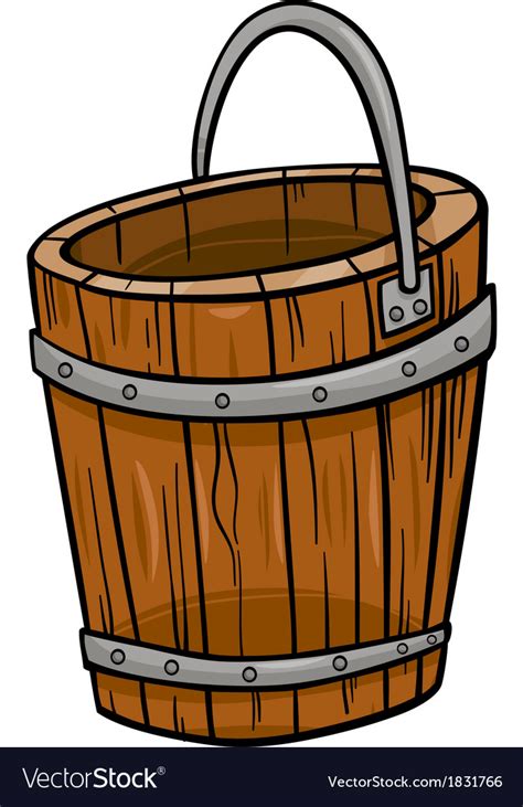 Wooden Bucket Retro Cartoon Clip Art Royalty Free Vector