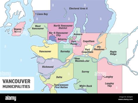 Mapa De Los Municipios Del Gran Vancouver Mapa Administrativo Del