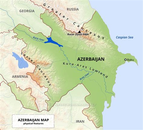 Descarga la app azerbaiyán mapa y disfrútala en tu iphone, ipad o ipod touch. Azerbaijan Physical Map