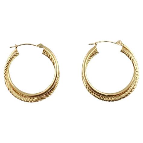 Diamond Gold Double Hoop Earrings At 1stdibs