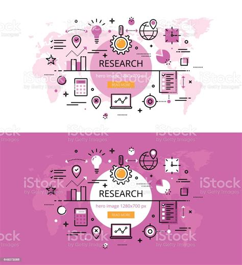 Research Flat Line Color Hero Images And Hero Banners Design Concept