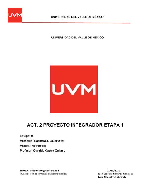 Act Proyecto Equipo Titulo Proyecto Integrador Etapa Investigaci N Documental