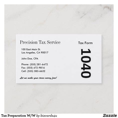 Check spelling or type a new query. Tax Preparation W/W Business Card | Zazzle.com | Tax preparation, Tax forms, Tax