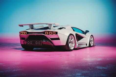 Download White 3d Car Pink Aesthetic Floor Wallpaper