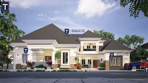 Architectural Design Of A Proposed Modern 5 Bedroom Bungalow With