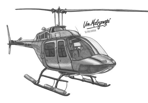 Bell 206b 3 Helicopter Drawing ~ Von Malegowski