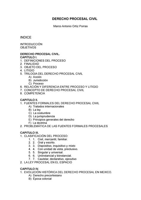 Clasificación Del Proceso Derecho Procesal Civil Marco Antonio Ortíz