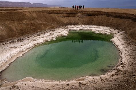 Sinkholes On Receding Dead Sea Shore Mark Natures Revenge